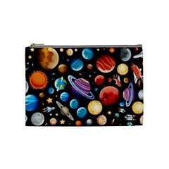 Background-with-many-planets-space Cosmetic Bag (medium) by Jancukart