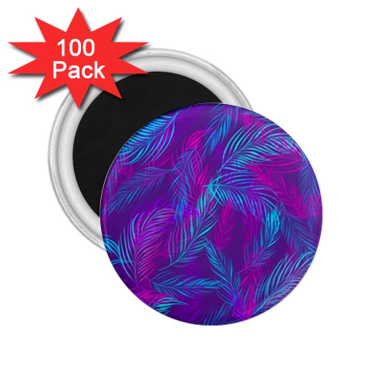 Leaf-pattern-with-neon-purple-background 2.25  Magnets (100 pack) 