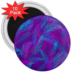 Leaf-pattern-with-neon-purple-background 3  Magnets (10 Pack) 