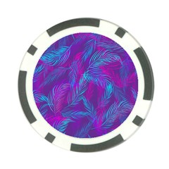 Leaf-pattern-with-neon-purple-background Poker Chip Card Guard