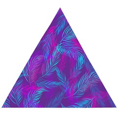 Leaf-pattern-with-neon-purple-background Wooden Puzzle Triangle by Jancukart
