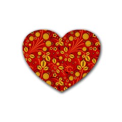 Seamless-pattern-slavic-folk-style Rubber Coaster (heart)