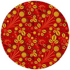 Seamless-pattern-slavic-folk-style Wooden Puzzle Round