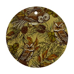 Forest-vintage-seamless-background-with-owls Ornament (round)