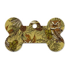 Forest-vintage-seamless-background-with-owls Dog Tag Bone (one Side)