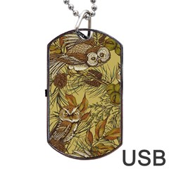 Forest-vintage-seamless-background-with-owls Dog Tag Usb Flash (one Side) by Jancukart