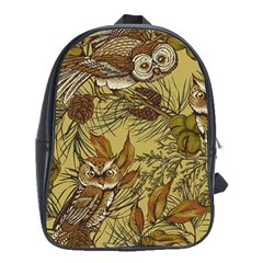 Forest-vintage-seamless-background-with-owls School Bag (xl) by Jancukart