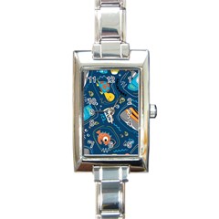 Seamless-pattern-vector-submarine-with-sea-animals-cartoon Rectangle Italian Charm Watch