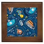 Seamless-pattern-vector-submarine-with-sea-animals-cartoon Framed Tile Front