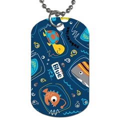 Seamless-pattern-vector-submarine-with-sea-animals-cartoon Dog Tag (one Side)