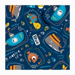 Seamless-pattern-vector-submarine-with-sea-animals-cartoon Medium Glasses Cloth