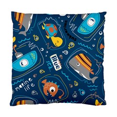 Seamless-pattern-vector-submarine-with-sea-animals-cartoon Standard Cushion Case (two Sides) by Jancukart