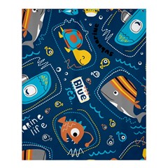 Seamless-pattern-vector-submarine-with-sea-animals-cartoon Shower Curtain 60  X 72  (medium)  by Jancukart