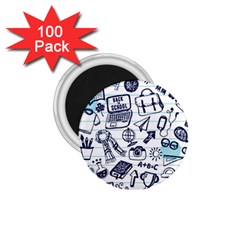 Hand-drawn-back-school-pattern 1 75  Magnets (100 Pack) 