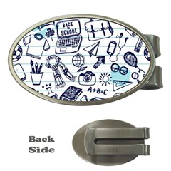 Hand-drawn-back-school-pattern Money Clips (oval) 