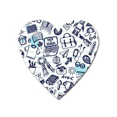 Hand-drawn-back-school-pattern Heart Magnet