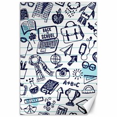 Hand-drawn-back-school-pattern Canvas 12  X 18 