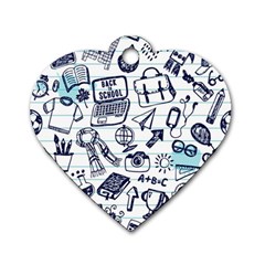 Hand-drawn-back-school-pattern Dog Tag Heart (one Side)