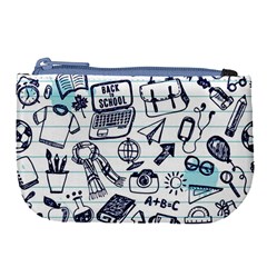 Hand-drawn-back-school-pattern Large Coin Purse