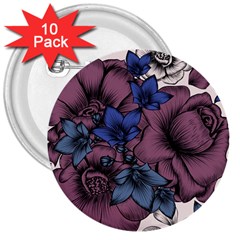 Floral-wallpaper-pattern-with-engraved-hand-drawn-flowers-vintage-style 3  Buttons (10 Pack) 