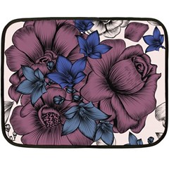 Floral-wallpaper-pattern-with-engraved-hand-drawn-flowers-vintage-style Fleece Blanket (mini)