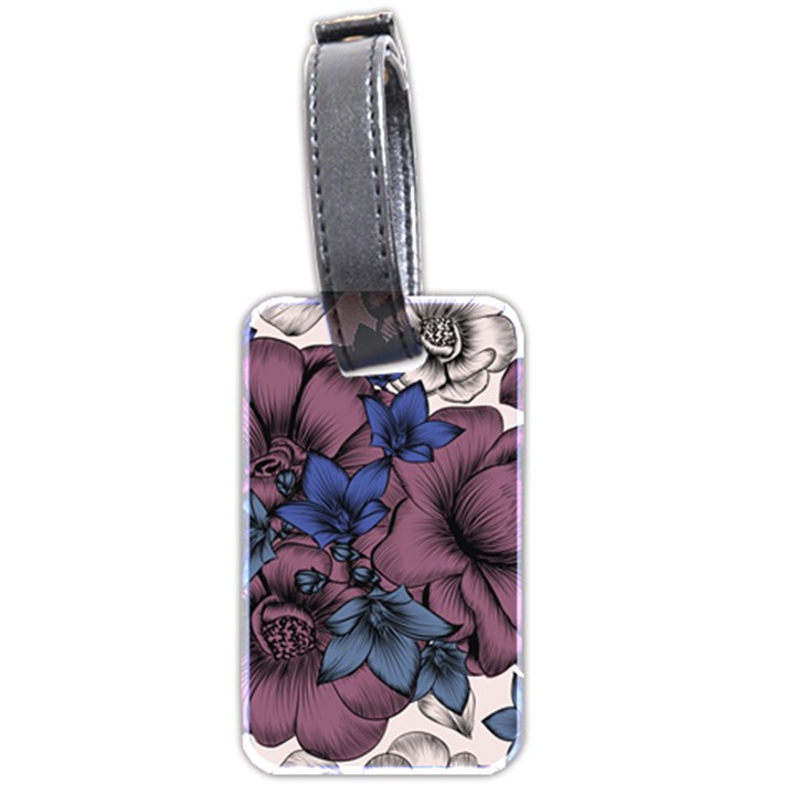 Floral-wallpaper-pattern-with-engraved-hand-drawn-flowers-vintage-style Luggage Tag (two sides)