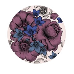 Floral-wallpaper-pattern-with-engraved-hand-drawn-flowers-vintage-style Mini Round Pill Box (pack Of 3)