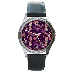 Dragonfly-pattern-design Round Metal Watch