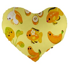 Banana Cichlid Large 19  Premium Flano Heart Shape Cushions by artworkshop