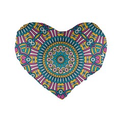 Mandala 01 Standard 16  Premium Flano Heart Shape Cushions by zappwaits