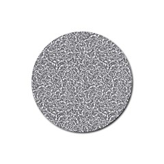 Black And White Hello Text Motif Random Pattern Rubber Round Coaster (4 Pack) by dflcprintsclothing