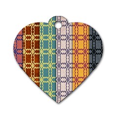 Grungy Vintage Patterns Dog Tag Heart (two Sides) by artworkshop
