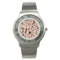 Vintage-drawn-insect-seamless-pattern Stainless Steel Watch