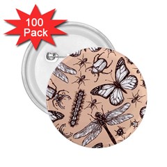 Vintage-drawn-insect-seamless-pattern 2 25  Buttons (100 Pack) 