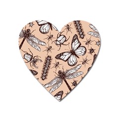 Vintage-drawn-insect-seamless-pattern Heart Magnet