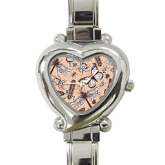 Vintage-drawn-insect-seamless-pattern Heart Italian Charm Watch