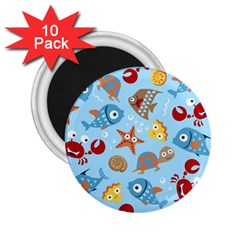 Seamless-pattern-funny-marine-animals-cartoon 2 25  Magnets (10 Pack) 