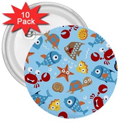 Seamless-pattern-funny-marine-animals-cartoon 3  Buttons (10 Pack) 