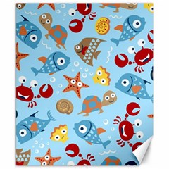 Seamless-pattern-funny-marine-animals-cartoon Canvas 8  X 10 