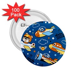 Seamless-pattern-with-nice-planes-cartoon 2 25  Buttons (100 Pack) 