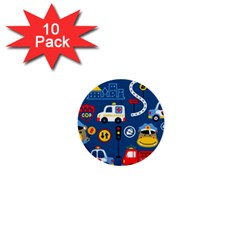 Seamless-pattern-vector-rescue-team-cartoon 1  Mini Buttons (10 Pack)  by Jancukart