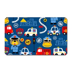 Seamless-pattern-vector-rescue-team-cartoon Magnet (rectangular)