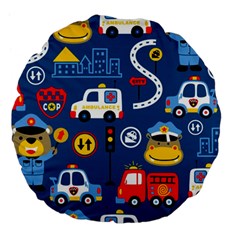 Seamless-pattern-vector-rescue-team-cartoon Large 18  Premium Flano Round Cushions by Jancukart