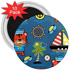 Seamless-pattern-with-sailing-cartoon 3  Magnets (10 Pack) 