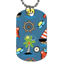 Seamless-pattern-with-sailing-cartoon Dog Tag (one Side)