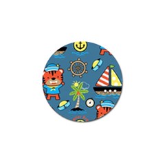 Seamless-pattern-with-sailing-cartoon Golf Ball Marker (4 Pack)