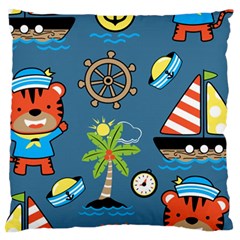 Seamless-pattern-with-sailing-cartoon Large Cushion Case (one Side) by Jancukart