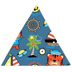Seamless-pattern-with-sailing-cartoon Wooden Puzzle Triangle