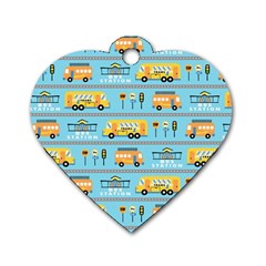 Buses-cartoon-pattern-vector Dog Tag Heart (two Sides) by Jancukart