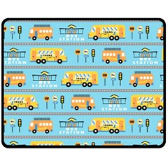 Buses-cartoon-pattern-vector Fleece Blanket (medium)  by Jancukart